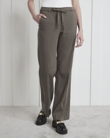 Twill Mid-Rise Wide Leg Pant with Sash - 33"