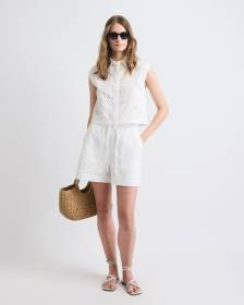 Mid-Rise Pull-On Embroidered Short