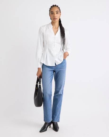 Long-Sleeve Buttoned-Down Poplin Blouse