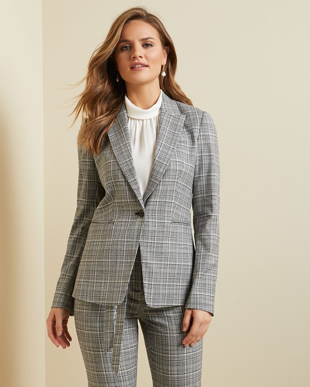textured plaid Fitted blazer | RW&CO.