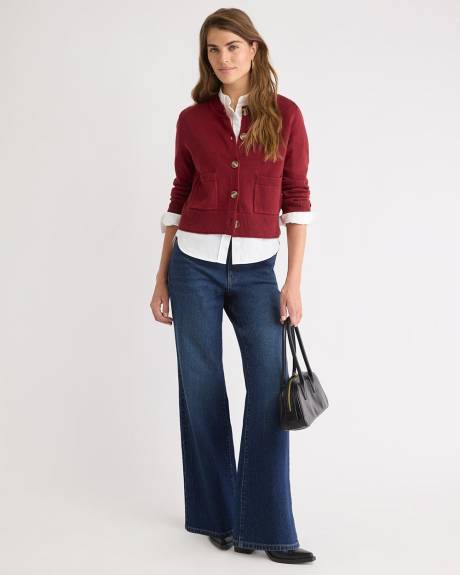 Cardigan Ample Court en Laine Mérinos avec Poches