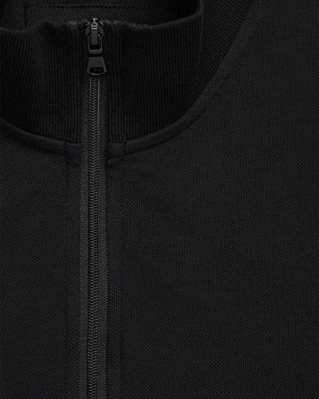 Zipped Mock Neck Black T-Shirt