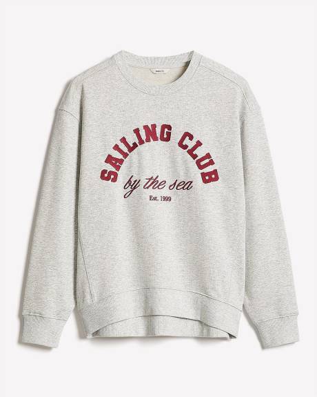 Pull en French Terry &agrave; Col Rond et Manches Longues