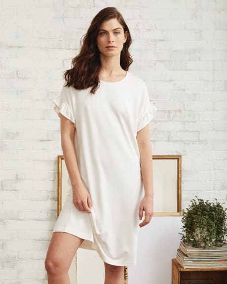 Knit Ruffled Short-Sleeve Dress