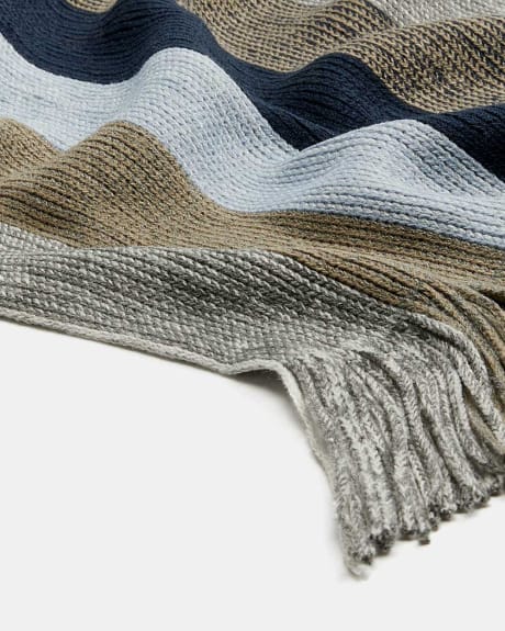 Knitted Light Blue Striped Scarf