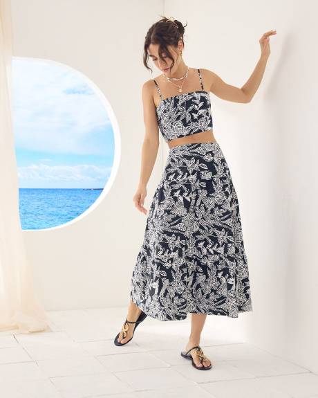 High-Rise A-Line Midi Skirt