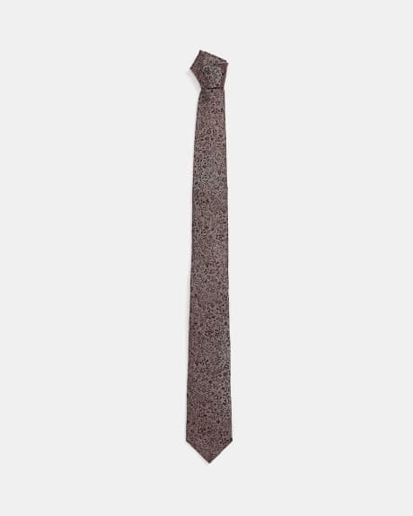 Regular Raspberry Tie with Floral Pattern