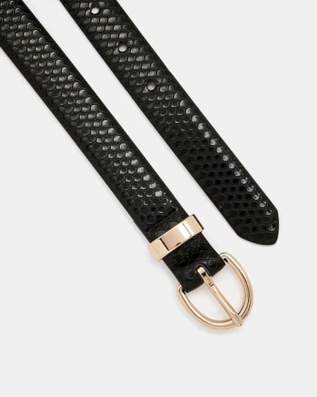 Black Snakeskin Faux Leather Belt