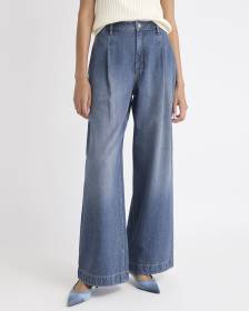 Jeans à Délavé Moyen à Taille Mi-Haute et Jambe Large