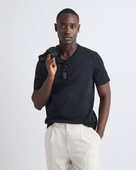 Refined Solid Interlock Cotton Crew-Neck Tee