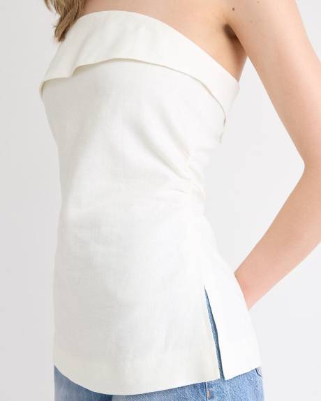 Haut Tube en Mélange de Lin à Col Droit