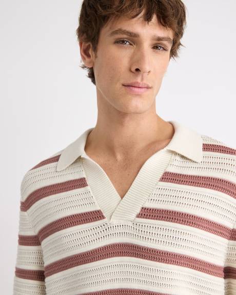 Short-Sleeve Johnny Sweater with Horizontal Stripes