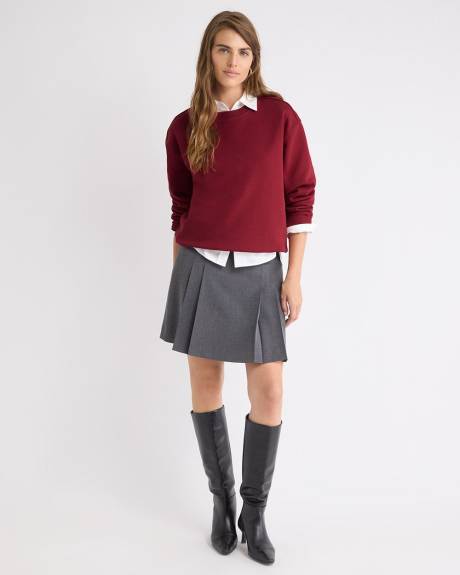 Pull en French Terry à Col Rond et Manches Longues