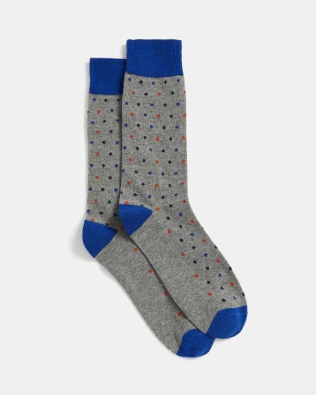 Grey Socks with Colourful Dots
