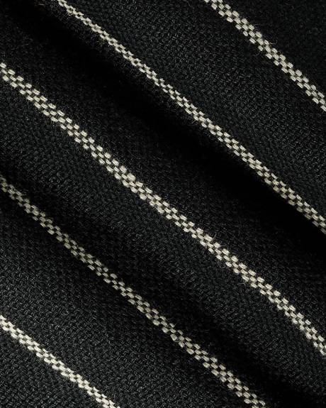 Short-Sleeve Striped Linen Shirt with Regular Collar