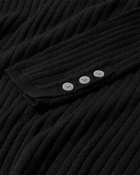 Mock-Neck Sweater with Buttons on Sleeves