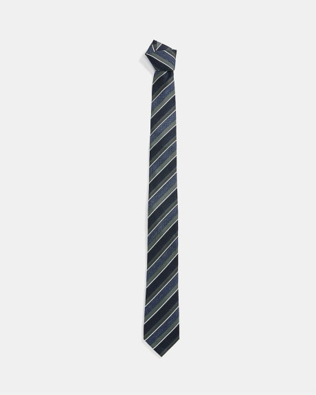 Cravate Régulière à Rayures Vertes et Bleues