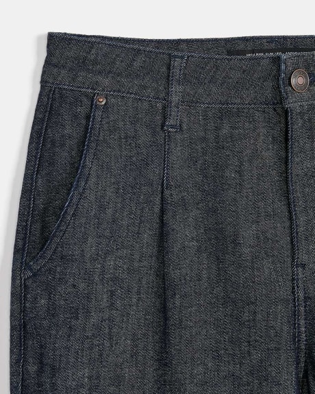 Jeans Foncé Taille Haute à Jambe Droite - 28"