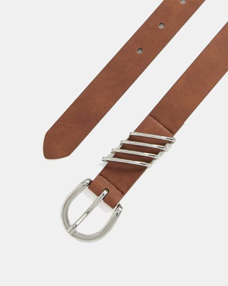 Skinny Tan Belt with Metal Belt Loops