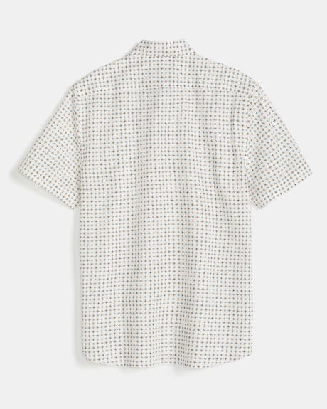 Slim Fit Short-Sleeve Shirt with Retro Geometric Print