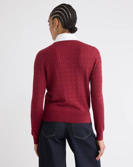 Pull à Manches Longues avec Col Chemisier Amovible