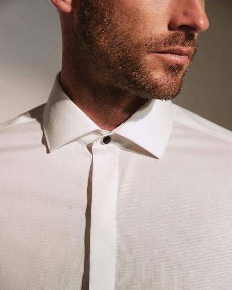Slim Fit Dobby Shirt With Hidden Placket