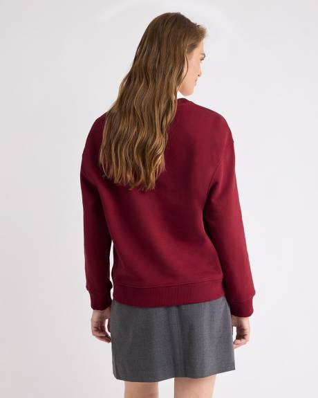 Pull en French Terry à Col Rond et Manches Longues