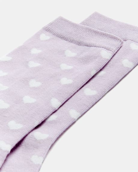 Crew Socks With a Small Heart Pattern