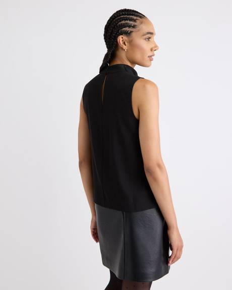 Blouse Sans Manches à Col Montant Drapé