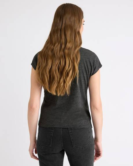 Extended-Sleeve Mock-Neck Top with Tie