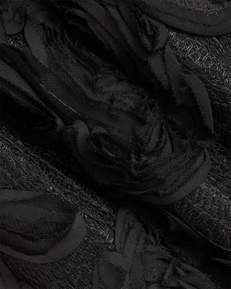 Robe Cocktail Maxi Cintrée et Évasée Sans Manches à Fleurs 3D