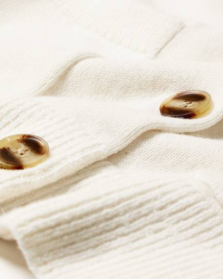 Cropped Boxy Merino-Blend Cardigan with Pockets