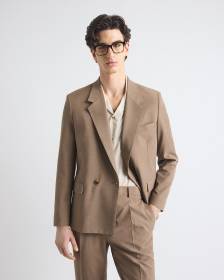 Relaxed-Fit Double-Breasted Rose Taupe Suit Blazer