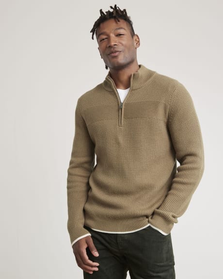 Mock-Neck Sweater with Half-Zip