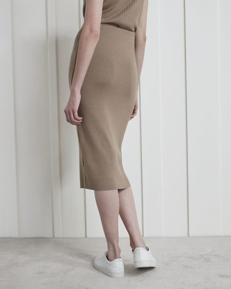Straight High-Waist Knit Midi Skirt