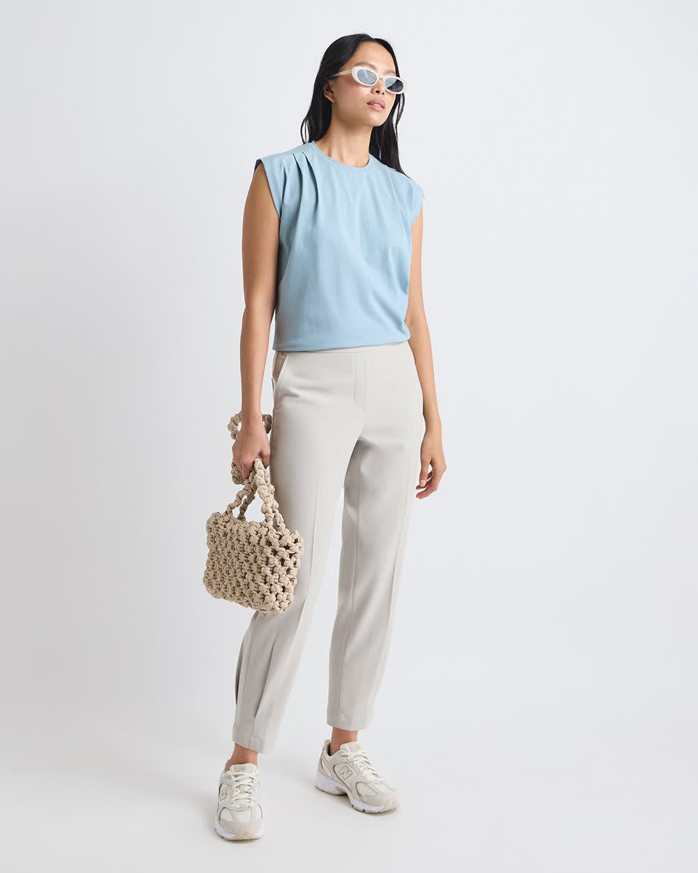 Mid-Rise Tapered-Leg Flowy Jogger Pant