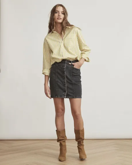 Straight High-Waist Short Denim Skirt