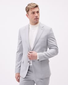 Slim-Fit Grey Checkered Suit Blazer