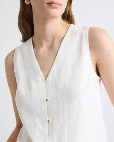 Solid Sleeveless Linen-Blend Blouse