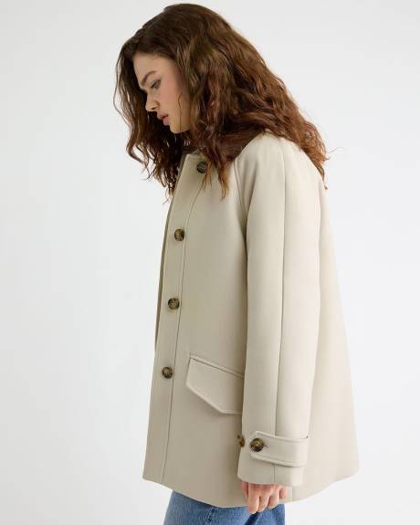 Manteau en Sergé à Col Chemisier en Velours Côtelé