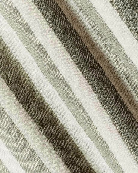Short-Sleeve Linen-Blend Striped Shirt with Camp Collar