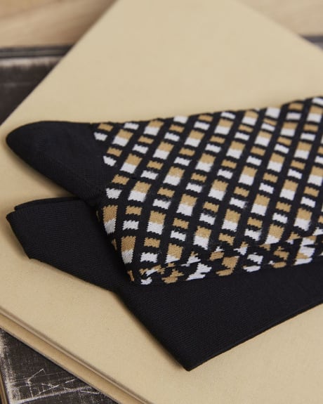Black Socks with Geometric Pattern - 2 Pairs