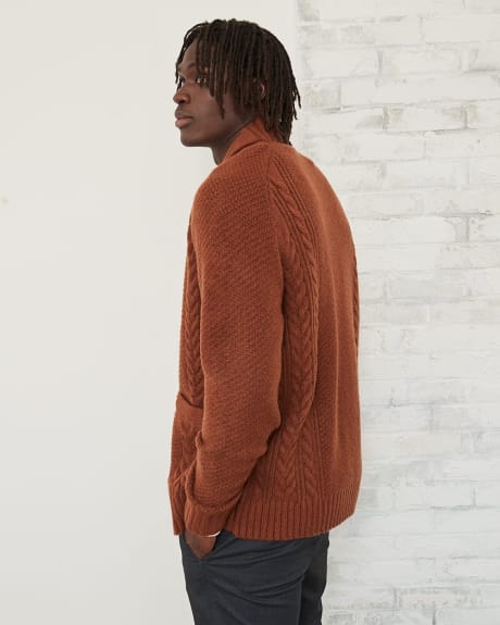 Solid Cardigan with Fancy Stitches