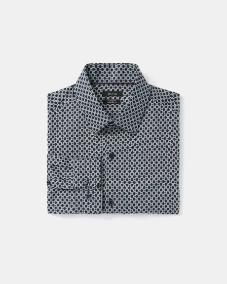 Tailored Fit Micro Round Flowers Dress Shirt