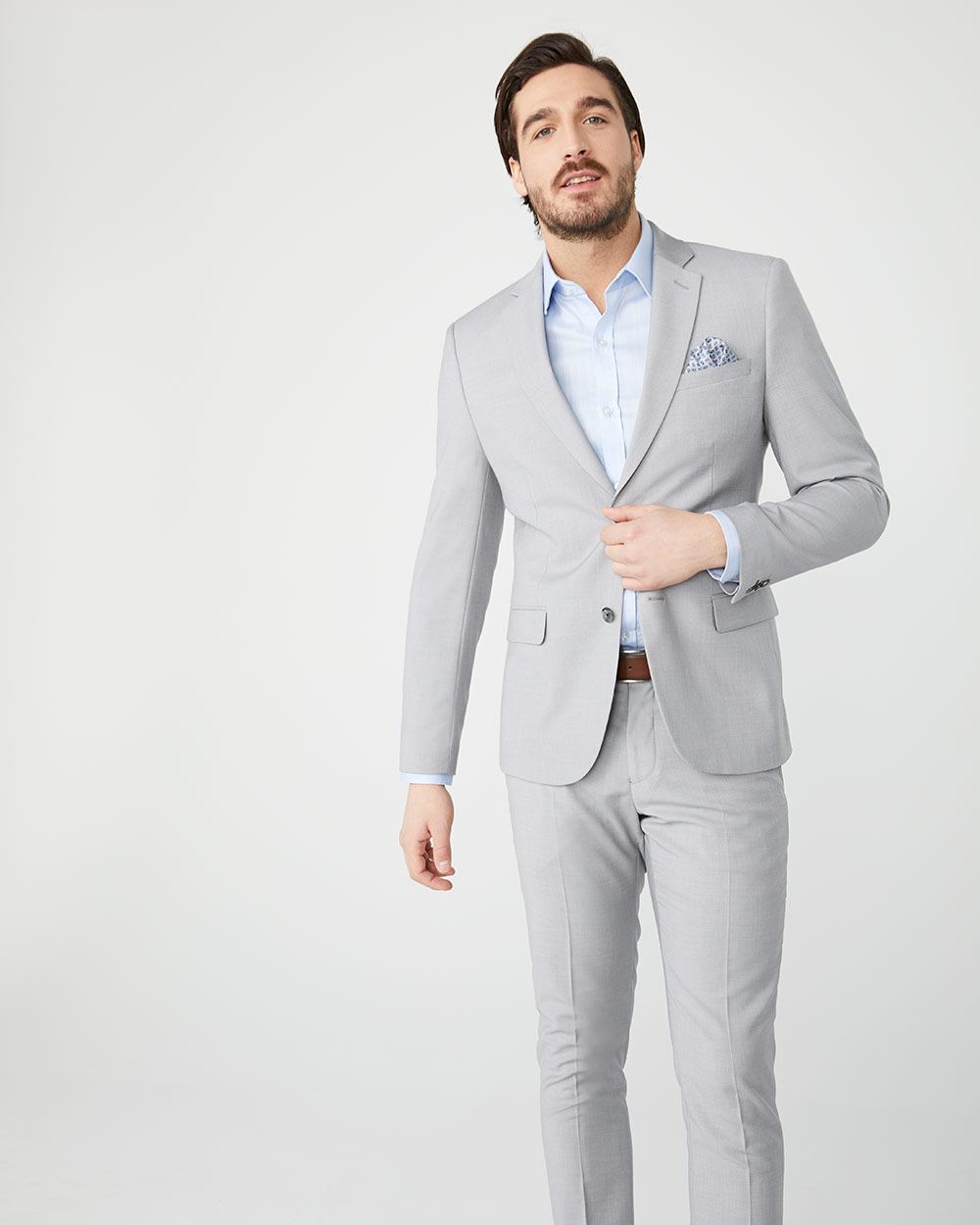 Essential Slim Fit stretch light heather grey suit Blazer | RW&CO.