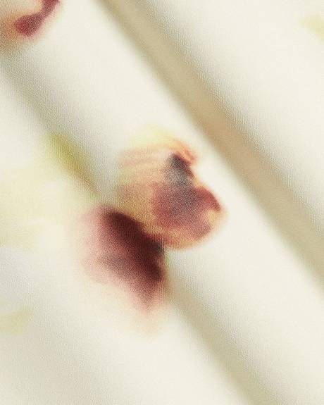 Robe Midi &agrave; Manches Courtes Bouffantes et Col Rond