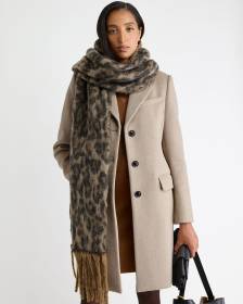 Leopard-Print Scarf with Fringes