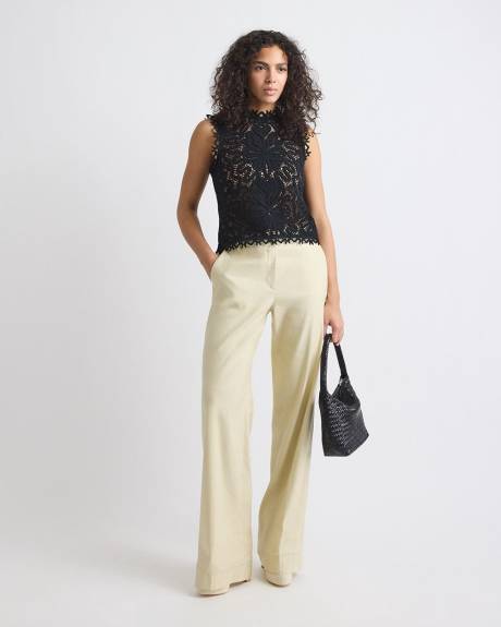 Haut Crochet&eacute; Sans Manches &agrave; Col Rond