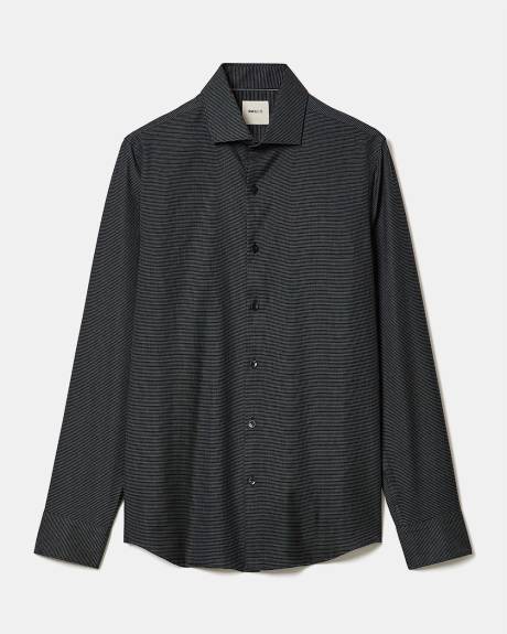 Chemise Habillée à Coupe Étroite en Dobby à Micro Motif de Carrés