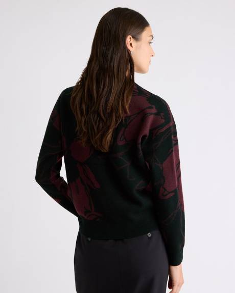 Pull à Manches Longues et Col Rond à Motif Floral